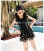 2022 Zwart Little Daisy Big Girls One-Piece Badpak Koreaanse Mode Kinderen Bloem Tule Rok Stijl Leuke Backless Badmode Kinderen Badpak S2067