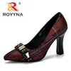 Royyna Women Pumps Spring Autumn Plus Size 34-43 Moda Elegancka spiczaste palce urzędu damskie wysokie obcasy Woman Woman Buty 220428