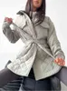 Women Quilted Jacket With Belt Warm Long Cotton Jackets Woman Winter 2022 New Solid Kleinlan Green Casual Long Thick Parka Woman L220725