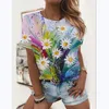 T-shirt femme 3D tournesol imprimé floral t-shirts col rond et Floral femme 230206