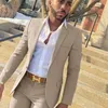 Blazer da uomo 2022 Costume di moda Slimt Stit Gentlemen for Men 2 pezzi Beige Wedding Groom Smoking Giacca maschio con pantaloni