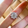 S925 Silver Snow Shape Miamond خاتم الماس مع 1 "و 2" الحجم للنساء هدية مجوهرات الزفاف لديها ختم PS8906