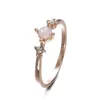 Rose Fashion Gold Plated White Fire Opal Crystal Women Slim Wedding Ring Delicate Jewely Us Storlek 6-10196L