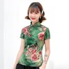 Roupas étnicas tradicionais chinesas estampas de flores de tang tang taps sexy camisa slim