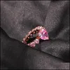 Solitaire Ring Rings Jewelry Love Zircon Fashion Big Diamond Women Pink Trendy Gift Plated Gold Hip Hop Accessories Dhrzo