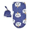 Newborn Swaddle Wrap Office Соответствующие верхние узлы Шляпа Младенца Спящие Сумки Цветочные Печатные Разыгрышки Сейма Ванна Новорожденные Фото Обертывания