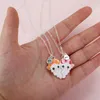 Pendant Necklaces 2Pcs/Set Cute Litter Kids Chain Friends Necklace BFF Friendship Children's Jewelry Gift For GirlsPendant