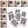 Faux Cils Paires Pack Rouge Bleu Violet Rose 3D Vison Naturel Fluffy Doux Cils Eye Lash Extension MakeupFalse Harv22