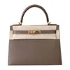 Women 2023 Hermee Designer Bags Kellies Handbags Leather Women's Palm Print Buckle One Counter Handbag 4 W60V