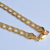 18K gult guld GF 6mm 8MM 10MM Classic Curb Chain Halsband 24" Herr Damer