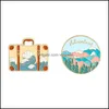 Broches Broches Bijoux Aventure En Plein Air Sac De Voyage Forme Unisexe Cercle Montagne Arbre Vague Vêtements Badges Alliage Peinture À L'huile Sac À Dos Pull C