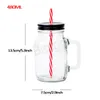 Glass Mason Jar Beer Mugs With Straw Cocktail Iced Coffee Soda Whiskey Tumblers Transparent Juice Milk Tea Oatmeal Cup BH6476 WLY