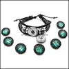 Länkkedjor armband smycken 12 konstellation lysande läderrep armband stjärntecken djur sier pläterade glas dhtke
