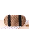 Low MOQ Strong Paper String Straw Bag Handbag Women Large Capacity Wear Beach Bag with Black Nylon Handle