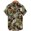 T-shirts masculins Hawaiian Awirt Shirt Men's Men's Men's Skull Imprimer un seul bouton de mode décontracté Top 5xlmen's