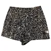 Spring and Autumn Black Velvet Short Sequined Shiny Versatile Short Pants Clubwear Shorts Pants High Street 220701