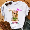 Kawaii Yorkie Mom Graphic Tee Print T-shirt Frauen Hund Liebhaber Blume Femme Harajuku Shirt Sommer Tops Mode T Weibliche