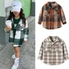 Jackets 2-7y Fashion Herfst Kinderen Girl Boy Warm jas Plaid lange mouw pocket button turn down kraag shirts jas tops outswear 220826