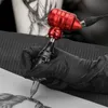 Lange Pen Motor Tattoo Machine met haaklijn 1 pc zwarte body rode handgreep RCA interface verstelbare elektroplating aluminium legering