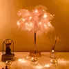 Table Lamps Feather Light Lamp USB/ Battery Powered DIY Creative Warm Tree Lampshade Home Bedroom Bedside DecorTable LampsTable