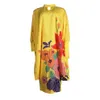 Vrouwen herfstjurk 2022 Vonda Beach Sundress Vintage lange mouw geprinte MDI -jurk Casual revers nek feestvestidos elegant robe244m