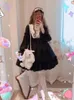 HSTARかわいい女性のロリータオペレーションフラウンスレーストリム日本原宿長袖人形ドレス妖精のvestidos 220317