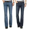 Högkvalitativ och marknadsföring Mäns Mid Midja Elastisk Slim Boot Cut Semi-Flared Bell Bottom Business Casual Jeans Four Seasons 220328
