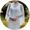 웨딩 드레스를위한 고급 케이프 랩 랩 숄 진주 신부 목도 흰색 이브닝 재킷 여성