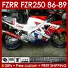 Kit carrosserie pour YAMAHA FZR250 FZR 250 R RR FZR250R 1986 1987 1988 1989 Carrosserie FZR-250 86-89 142No.61 FZRR FZR 250R 250RR FZR-250R FZR250RR 86 87 88 89 Carénage rouge brillant