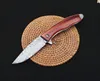 New Arrival Damascuss Flipper Folding Knife VG10 Damascus Steel Drop Point Blade Rosewood Handle Ball Bearing EDC Knives With Leather Sheath