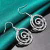 925 Sterling Silber Kreis Spirale Baumeln Ohrring Für Frauen Hochzeit Verlobung Party Mode Charme Schmuck