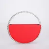 Colour Diamond Circular Evening Bag Women Round Handle Dinner Clutch Purse Ladies Half Moon Handbag Fashion 220614