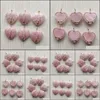 Arts And Crafts Natural Roses Quartz Stone Charms Tree Of Life Golden Wire Wrapped Love Heart Pendants For Necklace Jewelry Sports2010 Dhcxi