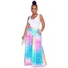 2022 Fashion Letter Graffiti Printing Mesh Pants For Women Wide Leg Loose Bright Color Casual Trousers X1176