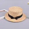 Linda criança meninas chapéu de palha bowknot sol crianças larga praia praia traseira de verão redonda redonda de fedora 54cm 220513