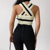 Women's Tanks & Camis Knitted Vest Corset Top Design Stripe Sleeveless V-neck Slim Sexy Halter Tube Women Summer Holiday RevealingWomen's