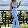 Summer Women's Fashion Sexy ضمادة 2 مجموعة من قطعتين بلا أكمام قصيرة قصيرة أعلى الخصر ارتفاع السراويل سراويل سراويل 220812