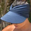 Wide Brim Hats Hat Women Summer Sun Visor Anti-ultraviolet Elastic Hollow Top Outdoor Caps For GirlsWide