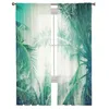 Cortinas Cortinas Hojas Verdes Planta De La Selva Naturaleza Cortinas De Tul Modernas para Sala De Estar Dormitorio Puro Voile Tratamientos De Ventana DecorativosCurt