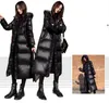 Cappotto parka nero lucido da donna 2022 moda addensare inverno giacca lunga allentata con cappuccio femminile antivento antipioggia capispalla caldi per regalo per la festa della mamma