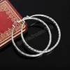 Boucles d'oreilles créoles couleur argent 925 pour femmes bijoux de mode 7CM boucles d'oreilles motif grand cercle vague cadeaux saint valentin