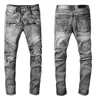 Grey Jeans for Man Designer Skinny Fit Rip Skull Slim Biker Mens Denim Distress Cult Rapper Street Hip Hop Curvy Long Straight Leg Stretch with Hole Softener American