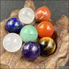 Gioielli con perline sciolte in pietra 16mm Sfera rotonda 7 Chakra Set Reiki Pietre di cristallo naturale Ornamenti Quarzo Yoga Energia Bead Hea Dh5Vb