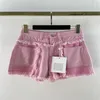 2022 Damen-Vintage-Baumwoll-Designer-Shorts, Röcke mit Buchstaben, Knöpfen, weiblich, Mailand, Laufsteg-Designer, High-End-Marke, Mädchen, rosa, Hotty, heiße kurze Hosen, Kleidung