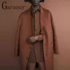 Męskie mieszanki wełny Garaouy 2021 Mężczyźni Autumn Winter Fashion dwustronny płaszcz Solidny kolor swobodny wełniany wykop T220810