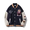 Męskie kurtki 2022 Para Varsity Baseball Jacket with Bear Hafdery Fashion Hi Street Ogniarna hip hop Letterman Płaszcz Unisex