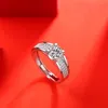 REAL 1 CT D Färg Moissanite Bröllopsringar för kvinnors toppkvalitet 18K Vitt guldfärg 100% 925 Sterling Silver Jewelry