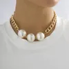 Collana a catena cubana liscia gotica di alta qualità per donne ragazze matrimonio sposa punk grande perla ciondolo accessori per gioielli al collo