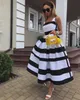 Casual Dresses Women Elegant Off Shoulder Long Party Dress Summer Standed Print Sleeveless Fashion Chic A-Line Suspender Beach