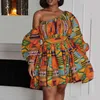 Abiti casual Donne africane Sexy con spalle scoperte Mini abito Dashiki Stampa tribale Africa Lady Robe Abbigliamento Africaine Femme VestidosCasual